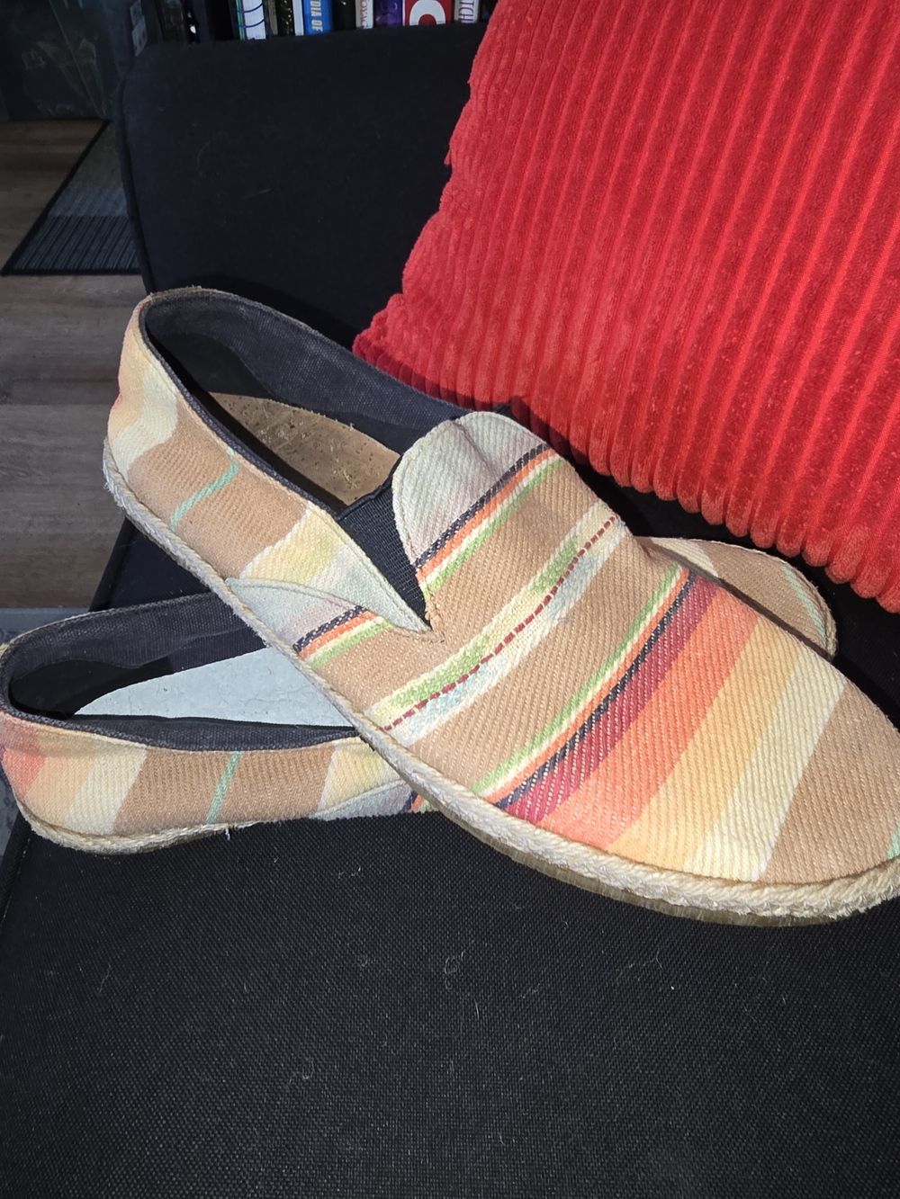 Patra Multicolor Striped Canvas Slip-Ons Sunset Mens Size 9